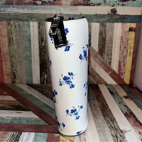 KENZO Paris Floral Leather Handbag Inside Removable Velvet Bag Coin Purse Red - Picture 2 of 12